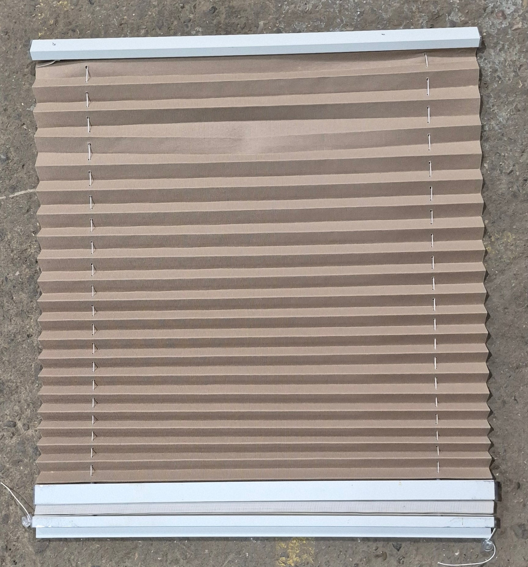 Used Pleated Day / Night Shade, White / Tan - 25 7/8" W x 26" L - Young Farts RV Parts