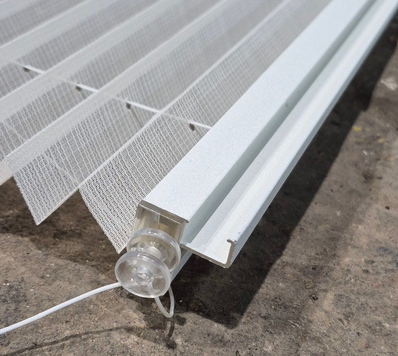 Used Pleated Day / Night Shade, White / Tan - 37 7/8" W x 24" L - Young Farts RV Parts