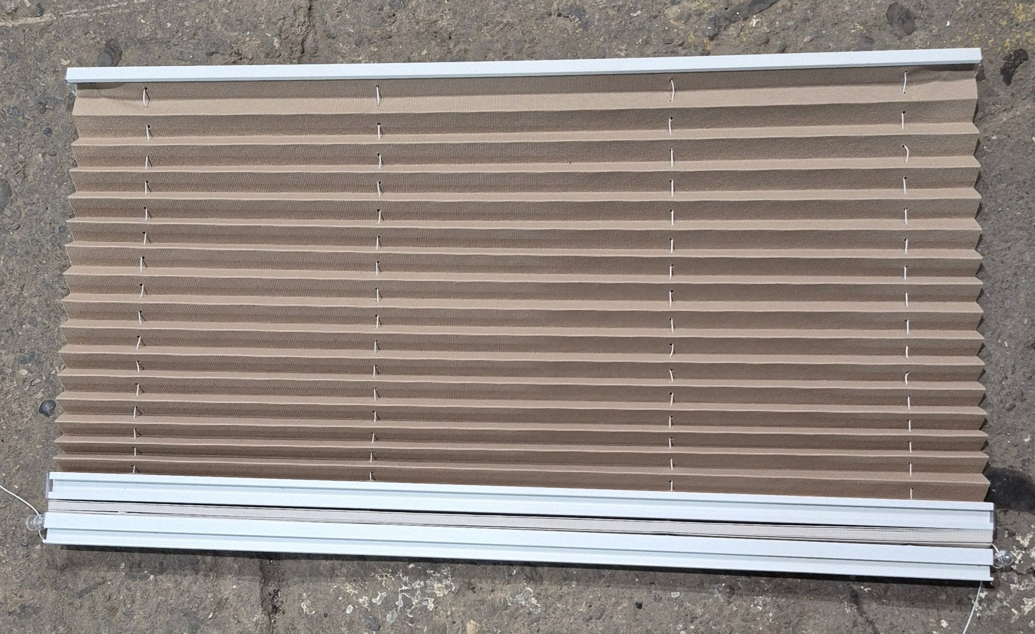 Used Pleated Day / Night Shade, White / Tan - 37 7/8" W x 24" L - Young Farts RV Parts