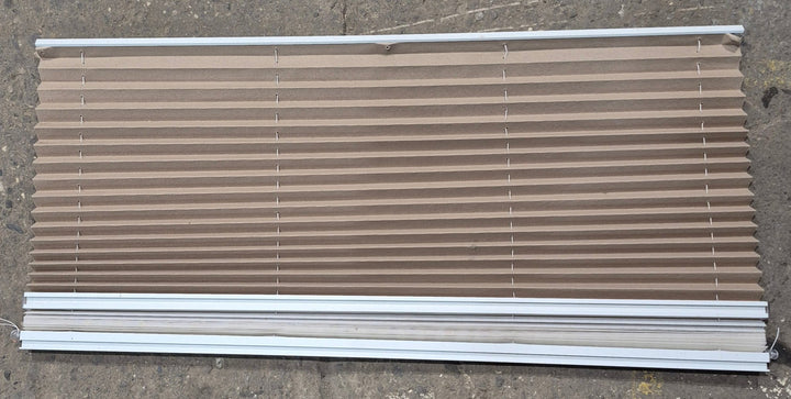 Used Pleated Day / Night Shade, White / Tan - 49 7/8" W x 28" L - Young Farts RV Parts