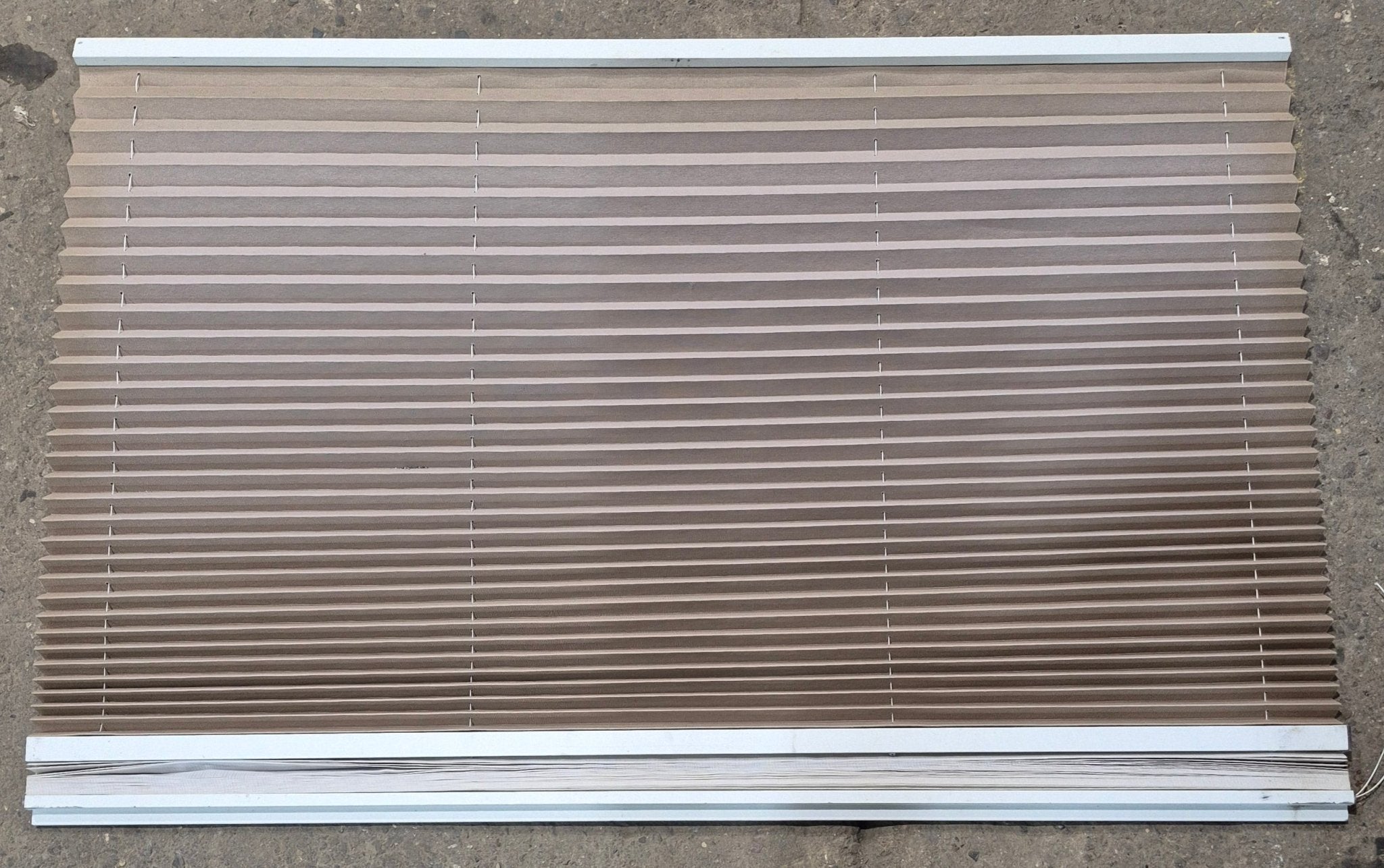 Used Pleated Day / Night Shade, White / Tan - 57 7/8" W x 38" L - Young Farts RV Parts
