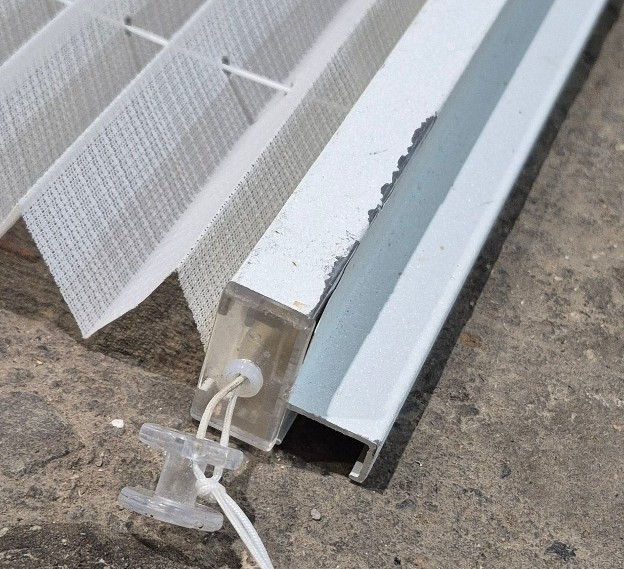 Used Pleated Day / Night Shade, White / Tan - 57 7/8" W x 38" L - Young Farts RV Parts