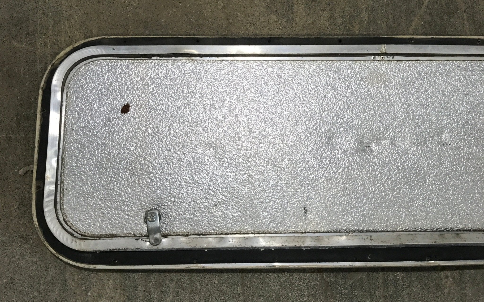 Used Radius Corner Cargo Door 35 1/2" W x 11" H x 3/4" D - Young Farts RV Parts