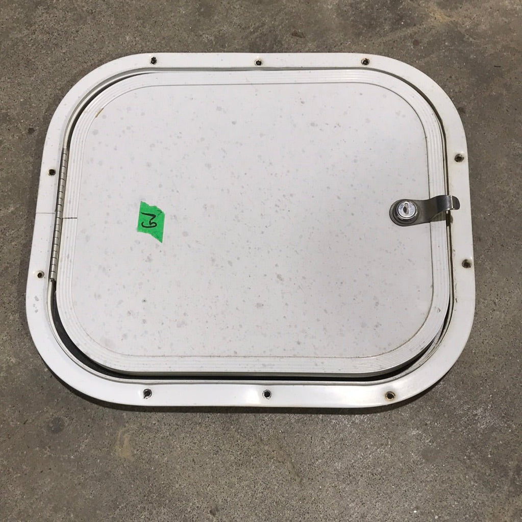 Used Radius Cornered Battery / Cargo Door 13 3/4" x 11 1/2" x 5/8 "D - Young Farts RV Parts