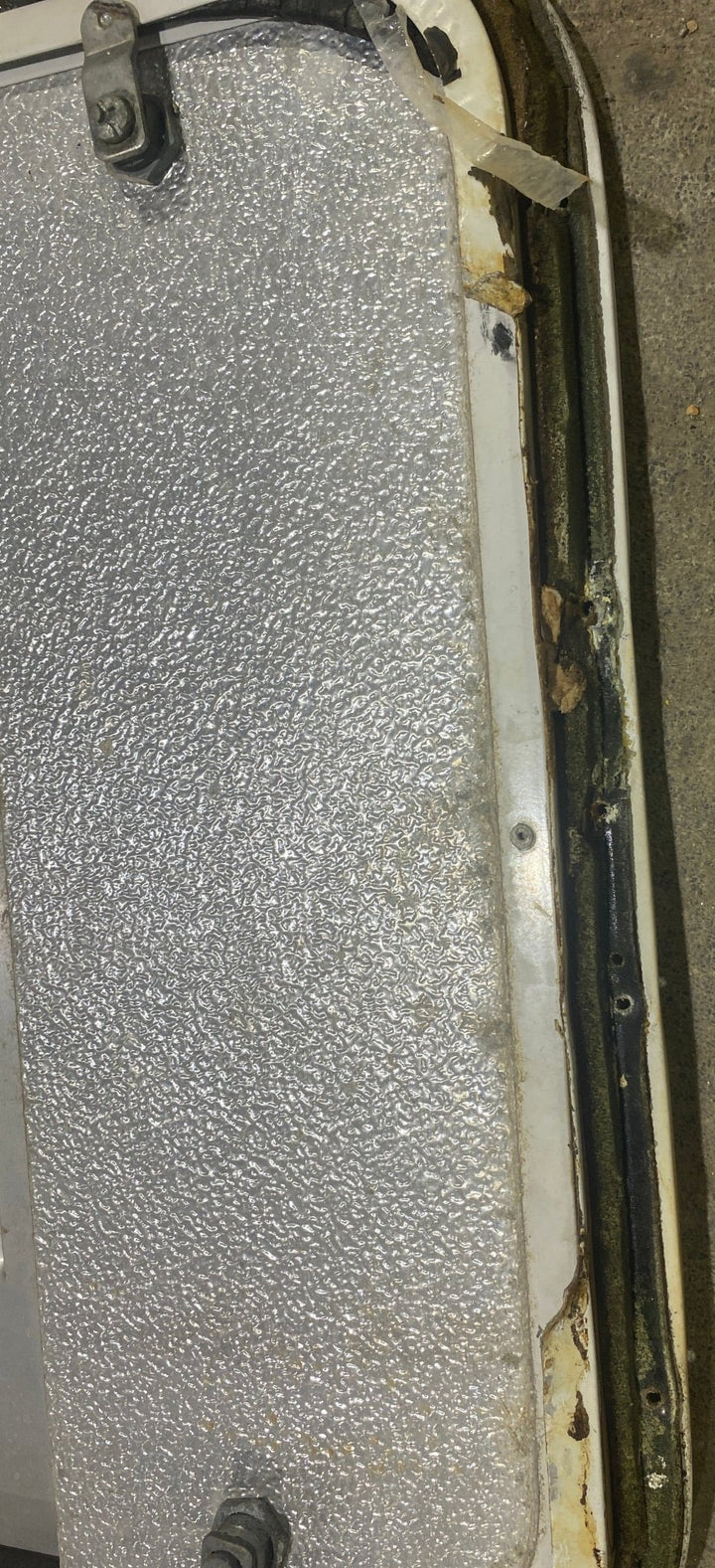 Used Radius Cornered Battery / Propane Cargo Door 18 3/4" x 11 3/4" x 3/4" D - Young Farts RV Parts