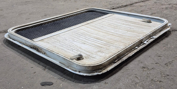 Used Radius Cornered Battery / Propane Cargo Door 23" x 20 3/8" x 3/4" D - Young Farts RV Parts