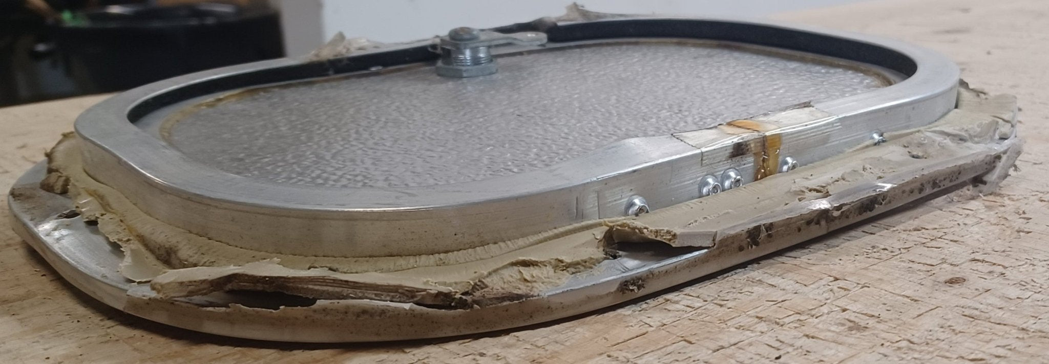 Used Radius Cornered Cargo Door 10 3/4" x 7 3/4" x 5/8" - Young Farts RV Parts