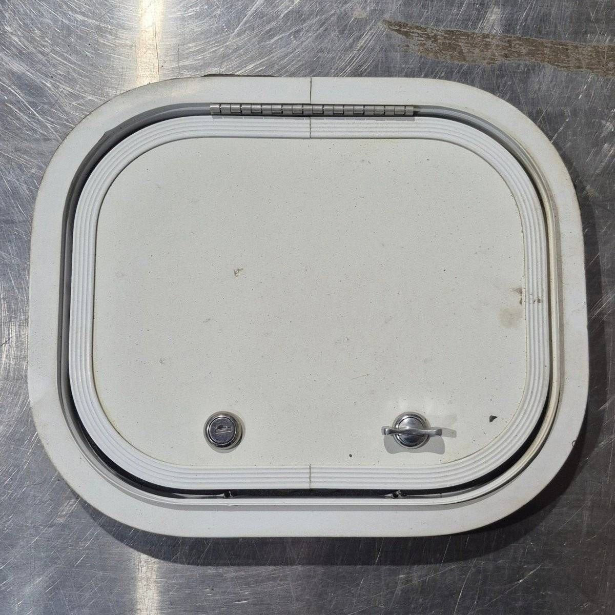 Used Radius Cornered Cargo Door - 11 3/4" X 9 1/2" X 1/2" - Young Farts RV Parts