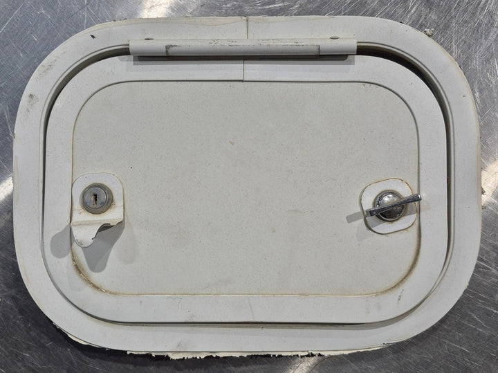 Used Radius Cornered Cargo Door 11 5/8" x 7 7/8" x 3/4" D - Young Farts RV Parts