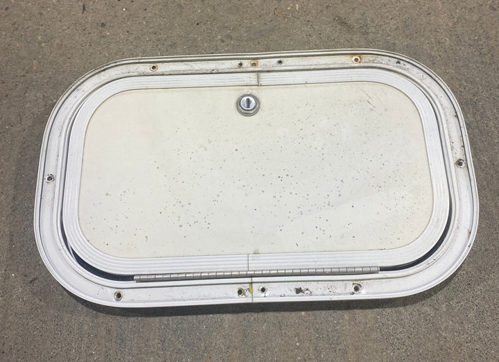 Used Radius Cornered Cargo Door 13 3/4" W x 7 3/4" H x 3/4" D - Young Farts RV Parts