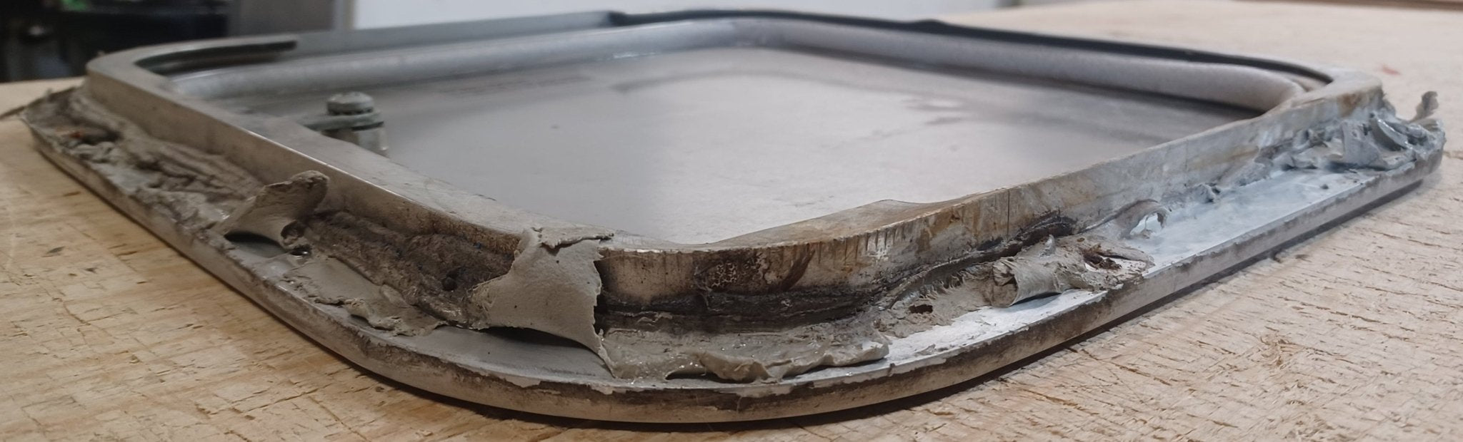 Used Radius Cornered Cargo Door 13 3/4" x 13 7/8" x 3/4" - Young Farts RV Parts