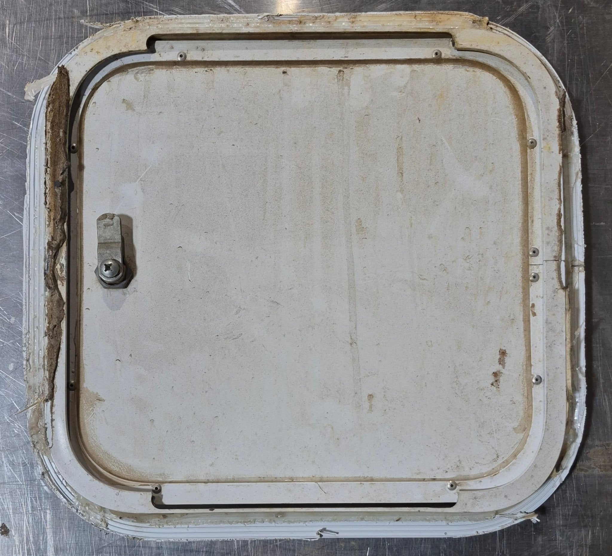 Used Radius Cornered Cargo Door 13 5/8" x 12 3/4" x 3/4" D - Young Farts RV Parts
