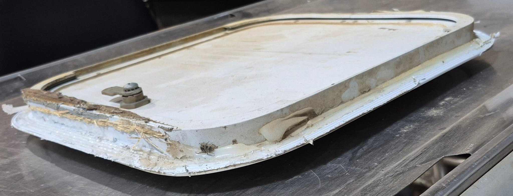 Used Radius Cornered Cargo Door 13 5/8" x 12 3/4" x 3/4" D - Young Farts RV Parts