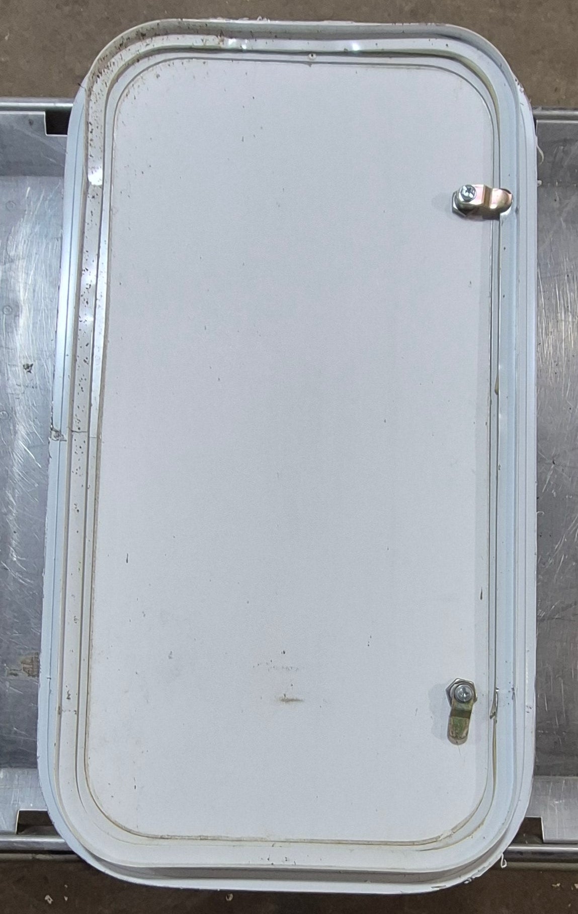 Used Radius Cornered Cargo Door 13 7/8" x 26 1/2" x 1" - Young Farts RV Parts