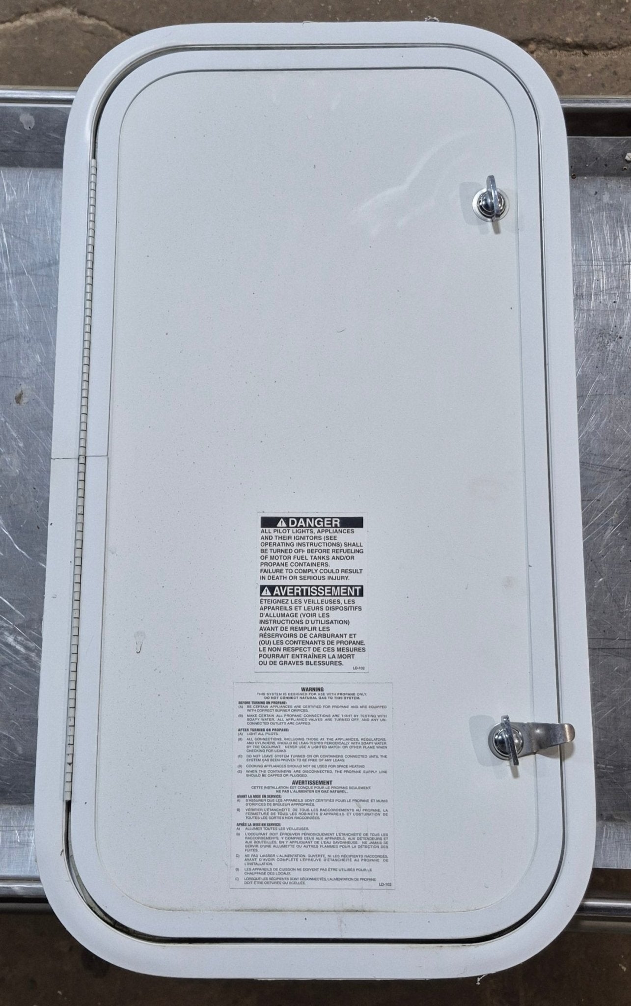 Used Radius Cornered Cargo Door 13 7/8" x 26 1/2" x 1" - Young Farts RV Parts