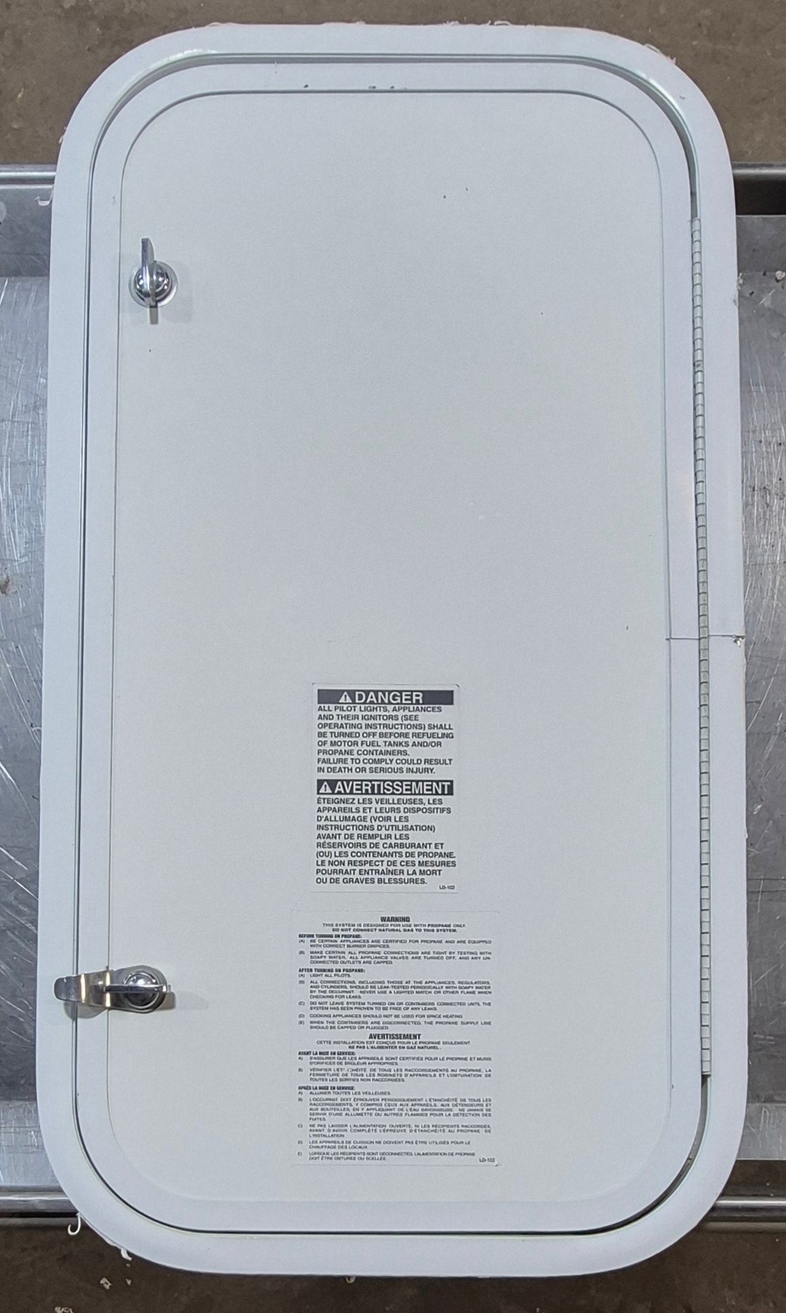 Used Radius Cornered Cargo Door 13 7/8" x 26 1/2" x 1" - Young Farts RV Parts