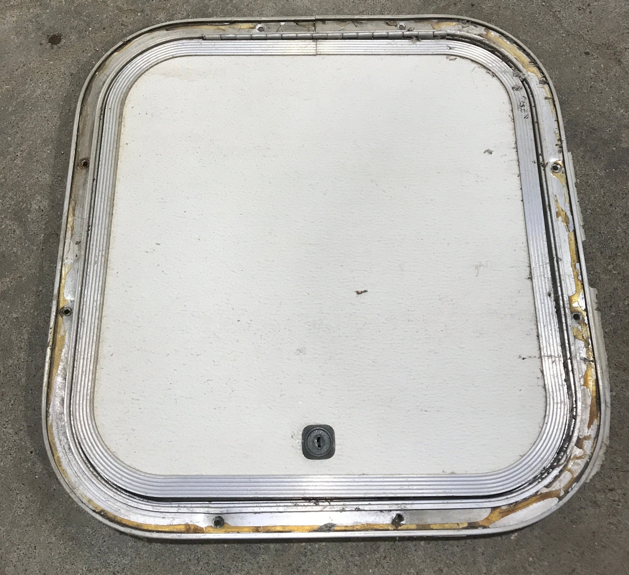 Used Radius Cornered Cargo Door 14 1/4" x 14" x 3/4"D - Young Farts RV Parts