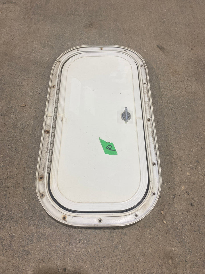 Used Radius Cornered Cargo Door 15 1/2" W x 7 1/2" H x 1/2" D - Young Farts RV Parts