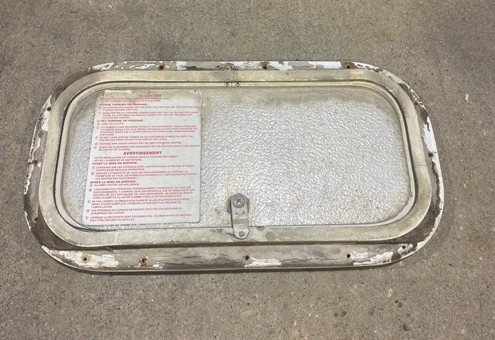 Used Radius Cornered Cargo Door 15 1/2" W x 7 1/2" H x 1/2" D - Young Farts RV Parts
