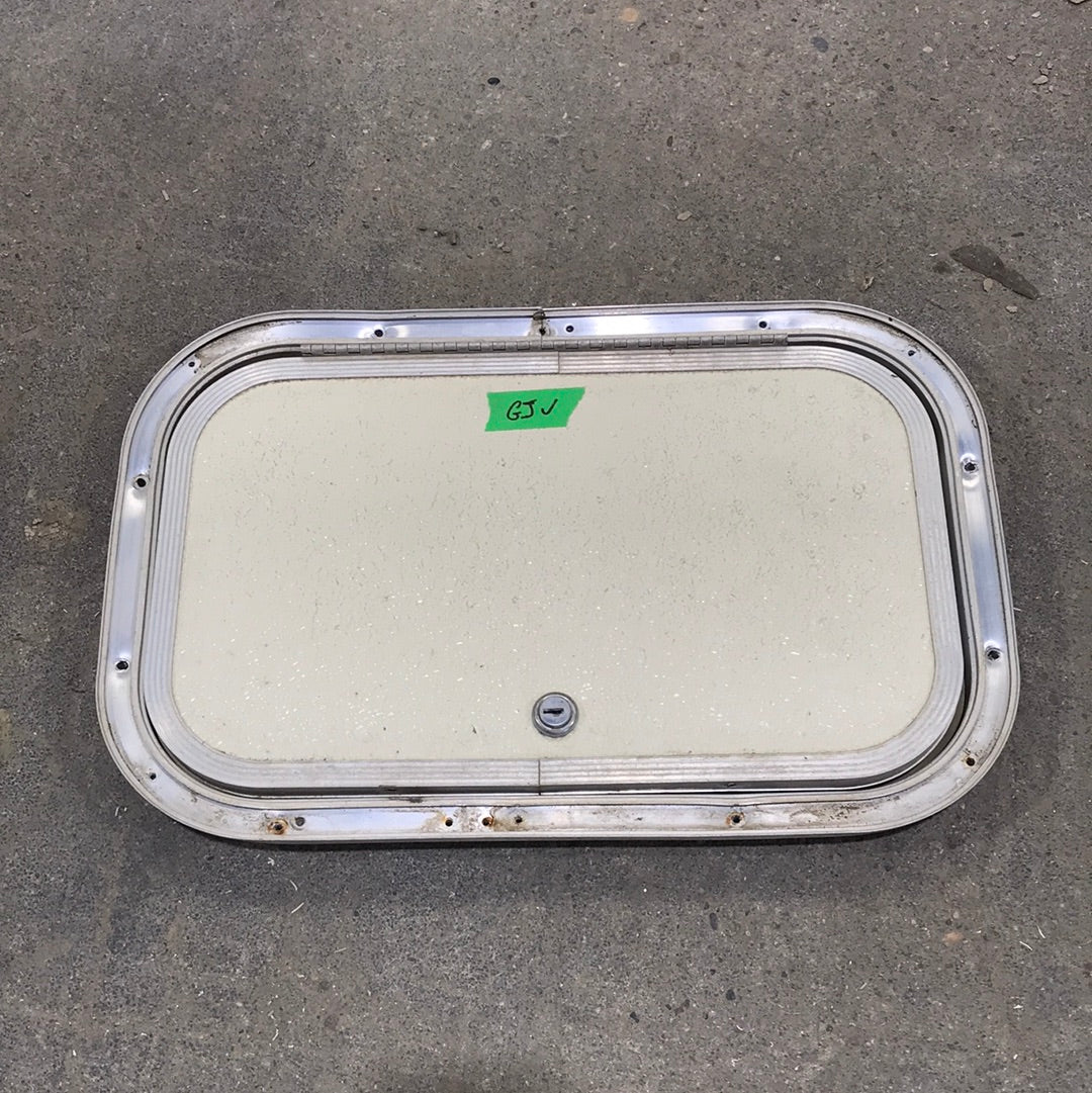 Used Radius Cornered Cargo Door 15 3/4" W x 9 3/4" H x 3/4 "D - Young Farts RV Parts