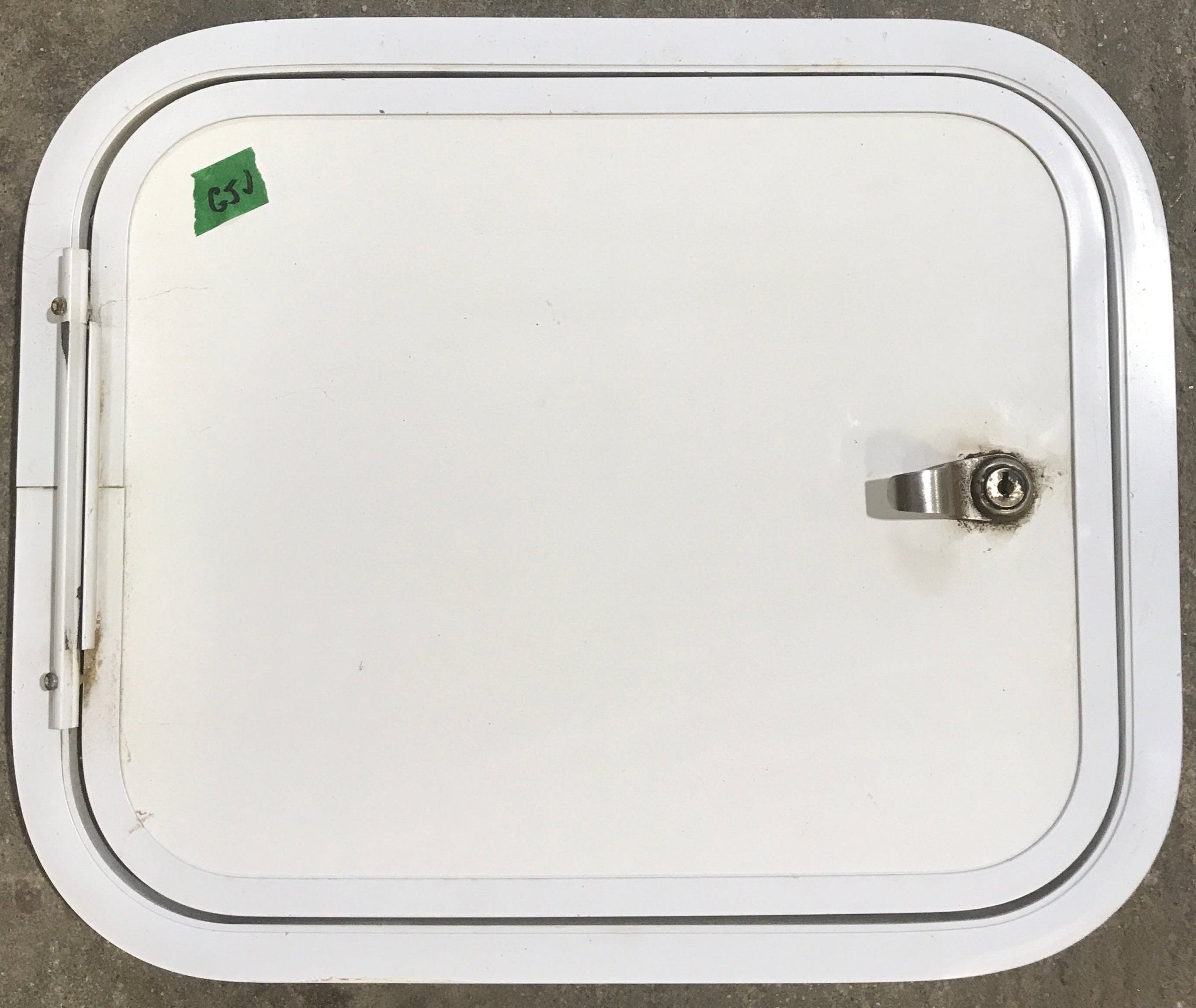 Used Radius Cornered Cargo Door 15 3/4" x 12 3/4" x 3/4"D - Young Farts RV Parts