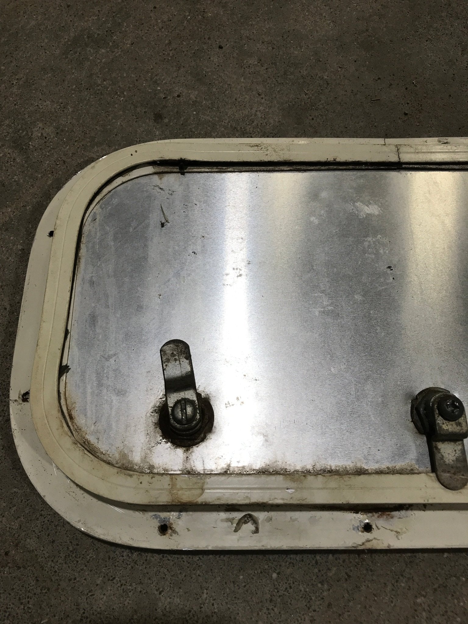 Used Radius Cornered Cargo Door 16 3/4" x 8 3/4" x 3/4"D - Young Farts RV Parts