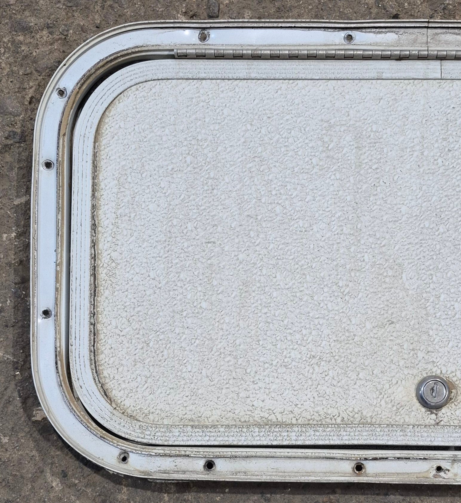 Used Radius Cornered Cargo Door 19 3/4" x 10 3/4" x 1/2" - Young Farts RV Parts