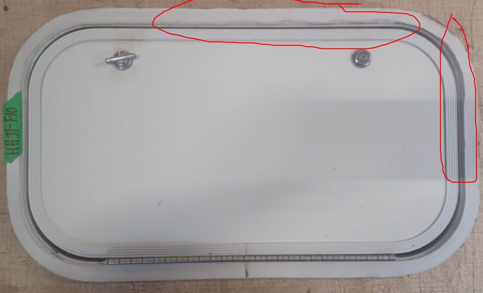 Used Radius Cornered Cargo Door 19 3/4" x 10 3/4" x 5/8"D - Young Farts RV Parts