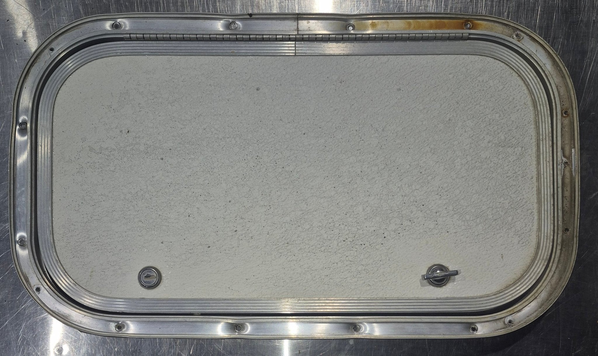 Used Radius Cornered Cargo Door 19 3/4" x 10 3/4" x 5/8"D - Young Farts RV Parts