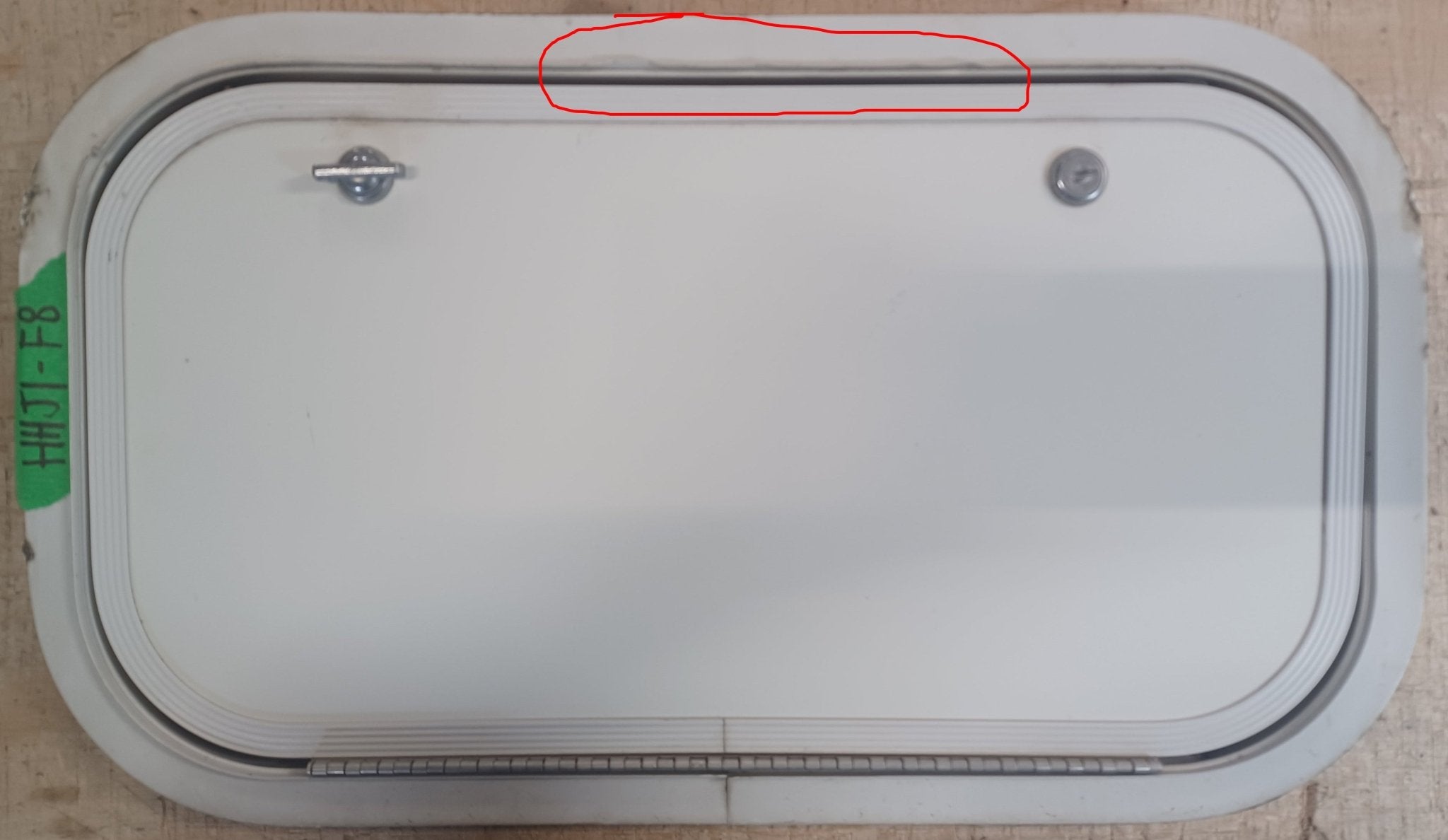 Used Radius Cornered Cargo Door 19 3/4" x 10 3/4" x 5/8"D - Young Farts RV Parts