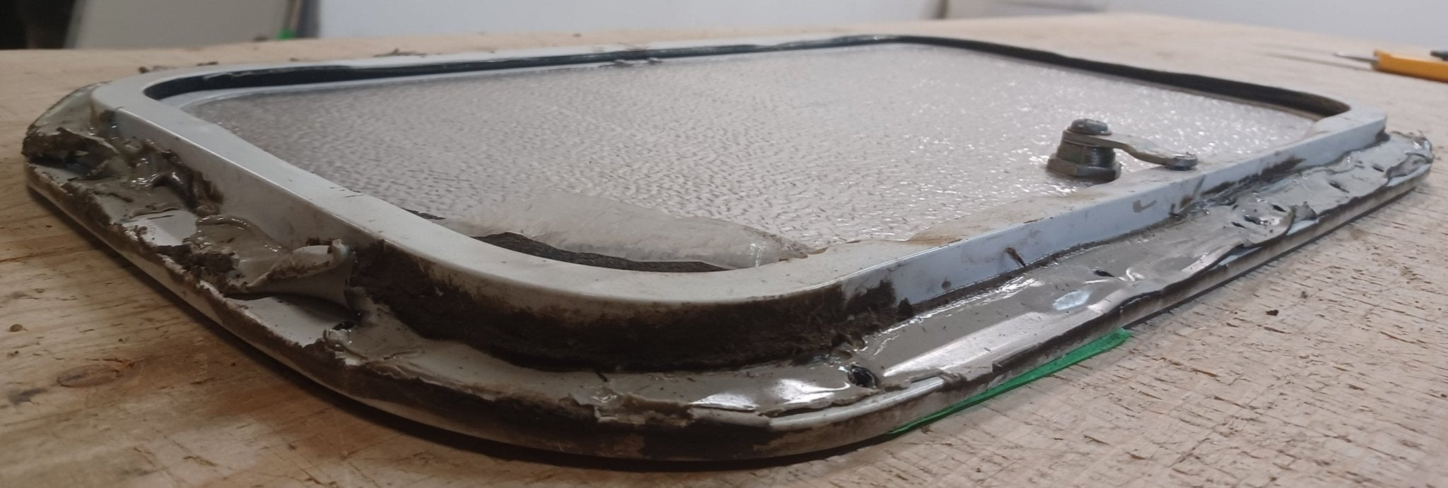 Used Radius Cornered Cargo Door 19 3/4" x 10 7/8" x 5/8"D - Young Farts RV Parts