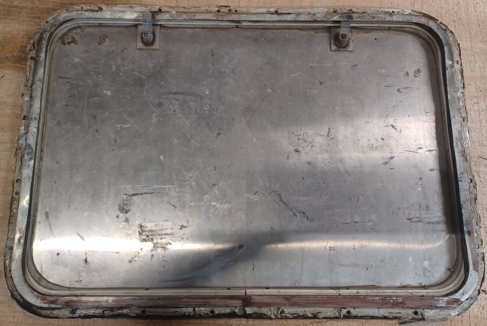 Used Radius Cornered Cargo Door 27 1/2" x 18 5/8" x 5/8"D - Young Farts RV Parts