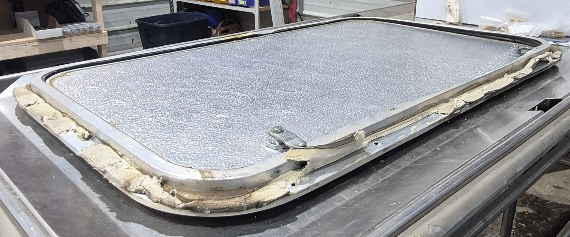 Used Radius Cornered Cargo Door 29 7/8" x 17 7/8" x 5/8"D - Young Farts RV Parts