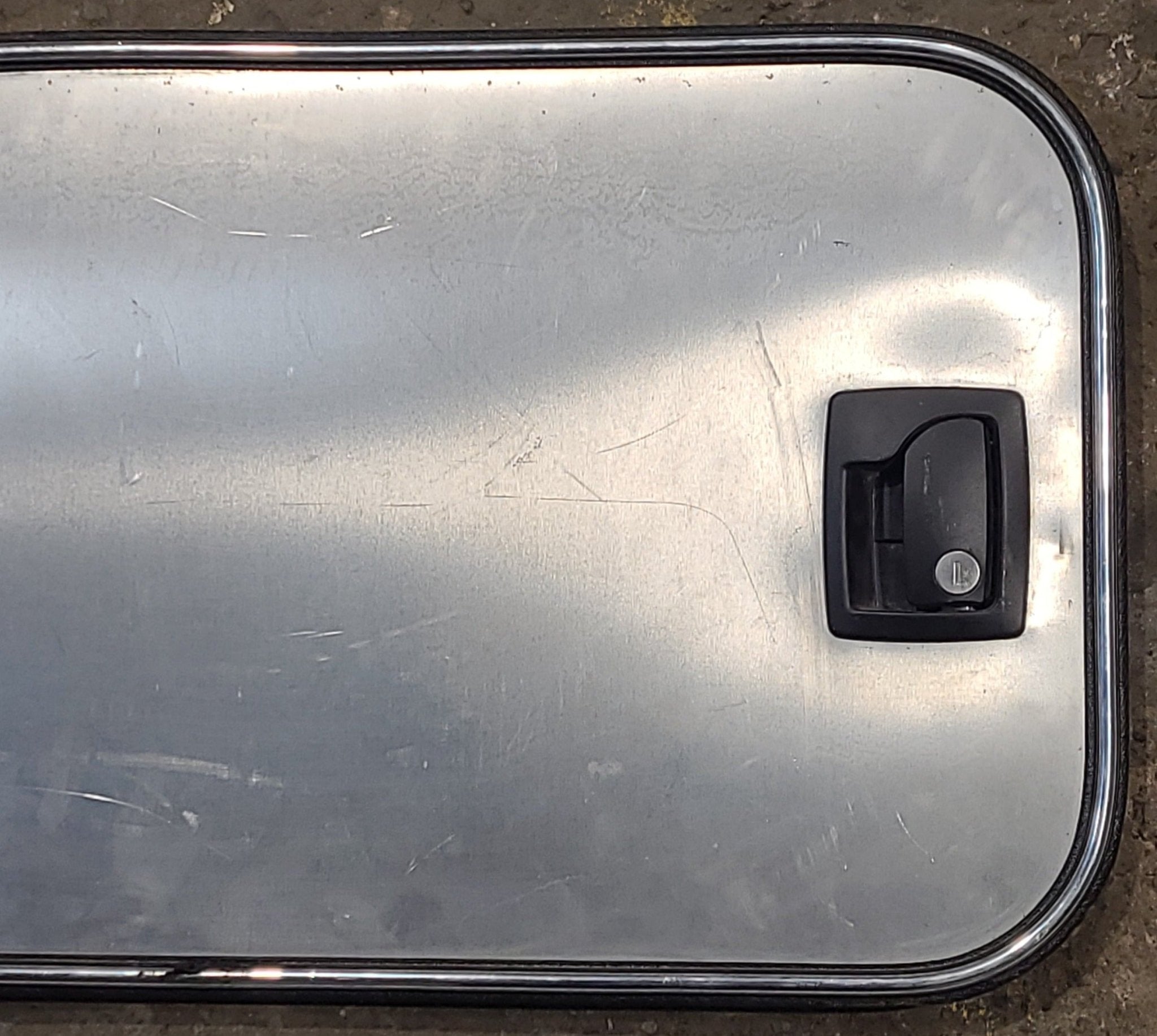 Used Radius Cornered Cargo Door 30 3/8" x 14 7/8" x 5/8" D - Young Farts RV Parts