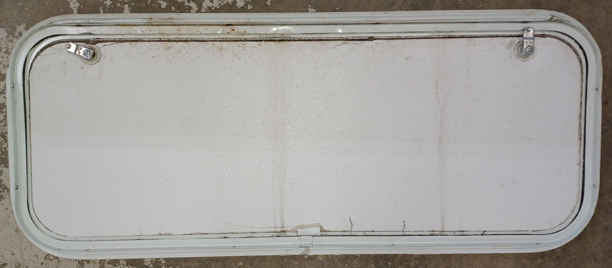 Used Radius Cornered Cargo Door 35 3/4" x 13 7/8" x 1"D - Young Farts RV Parts