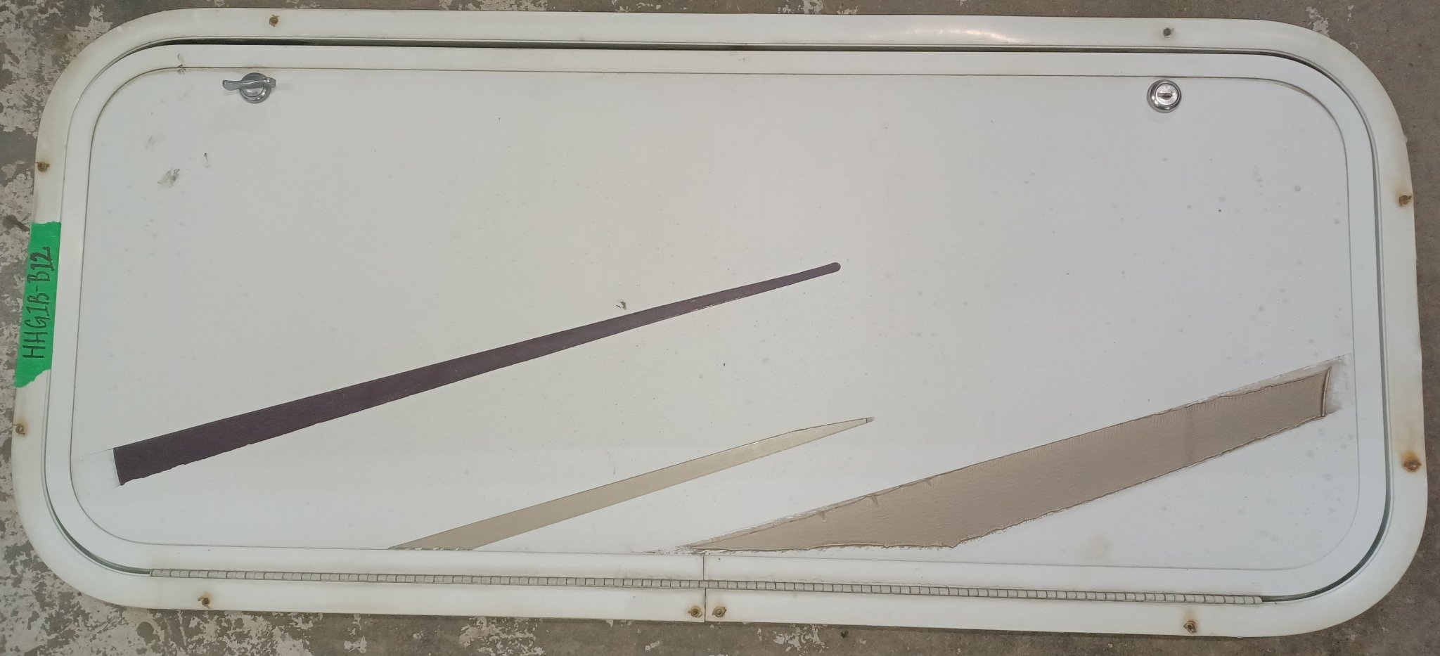 Used Radius Cornered Cargo Door 35 3/4" x 14 7/8" x 1"D - Young Farts RV Parts