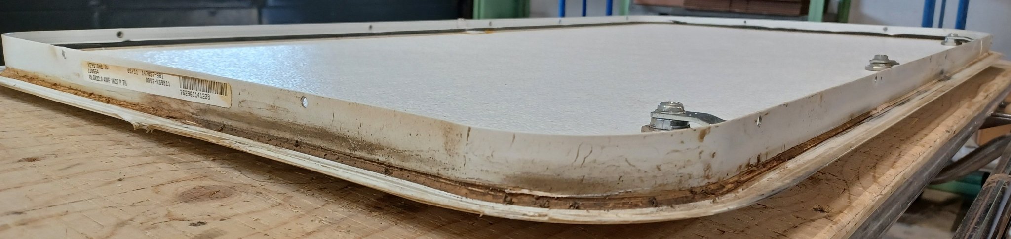 Used Radius Cornered Cargo Door 44 7/8" x 21 7/8" x 1" D - Young Farts RV Parts