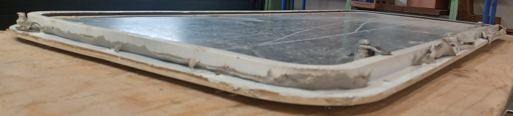 Used Radius Cornered Cargo Door 45 1/4" x 17 1/2" x 5/8"D - Young Farts RV Parts