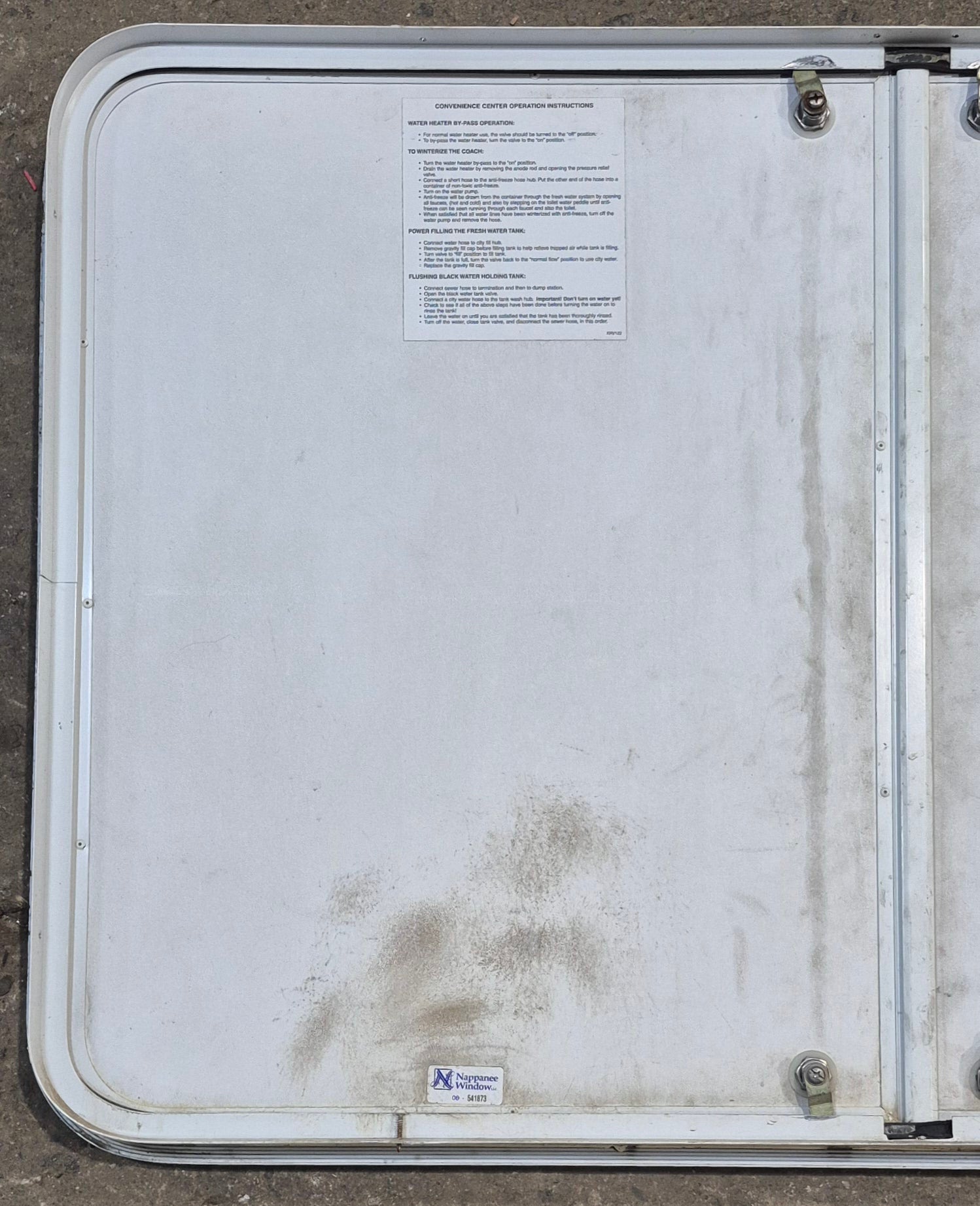 Used Radius Cornered Cargo Door 45" x 29" x 1 7/8" D - Young Farts RV Parts