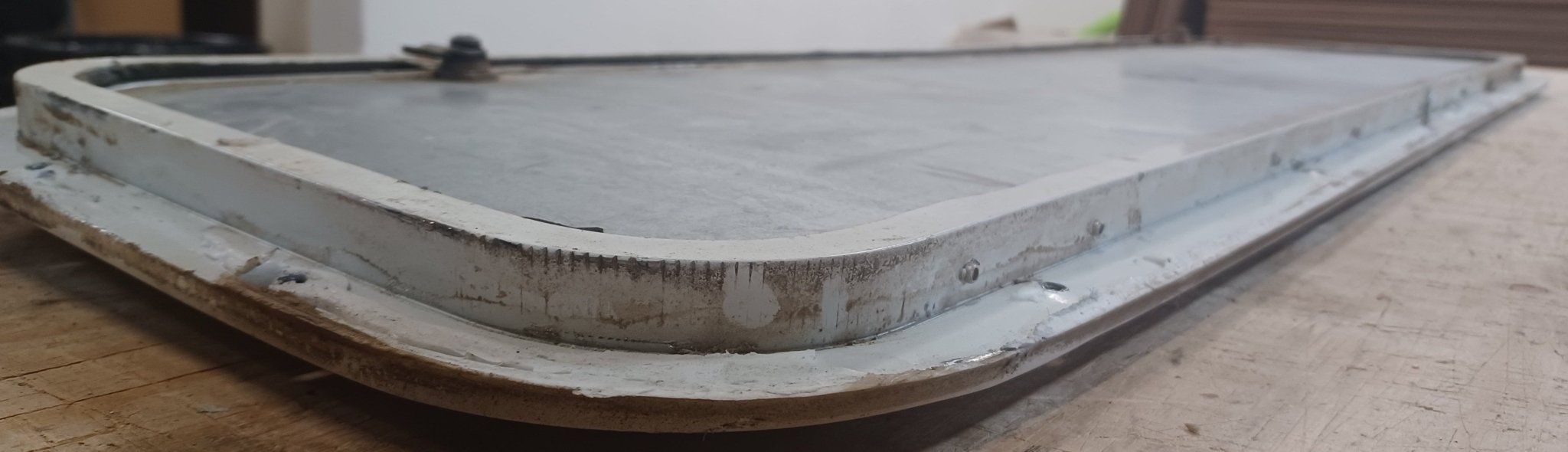 Used Radius Cornered Cargo Door 46" x 11 7/8" x 5/8"D - Young Farts RV Parts