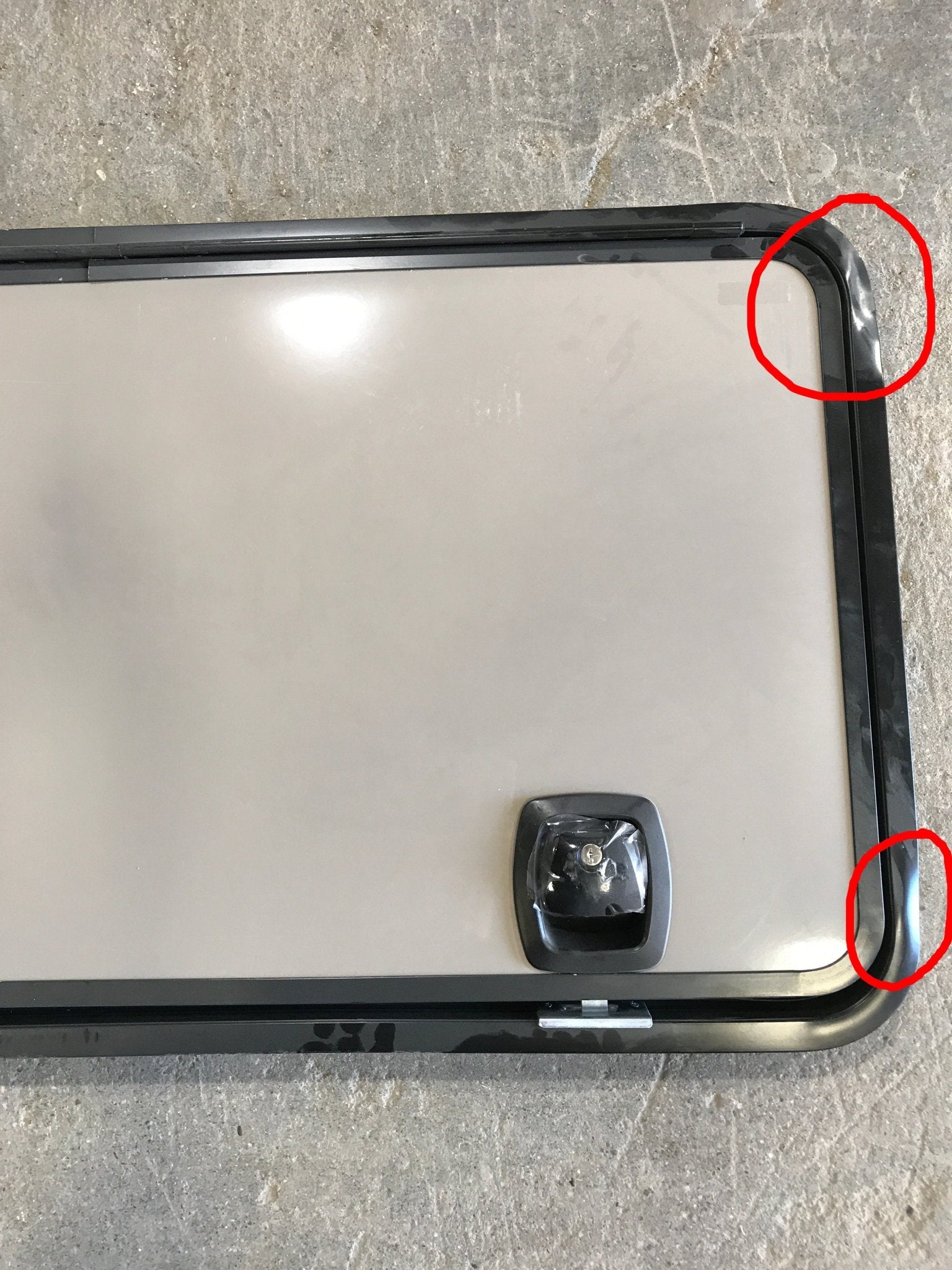 Used Radius Cornered Cargo Door 47 1/2" x 23 3/4" x 2"D - Young Farts RV Parts