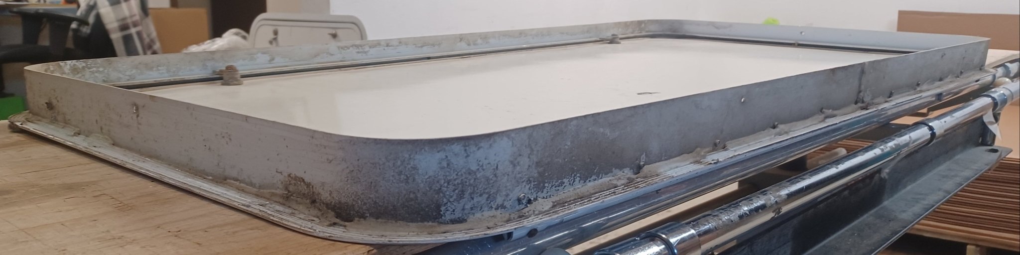 Used Radius Cornered Cargo Door 47 5/8" x 23 3/4" x 1 7/8" D - Young Farts RV Parts