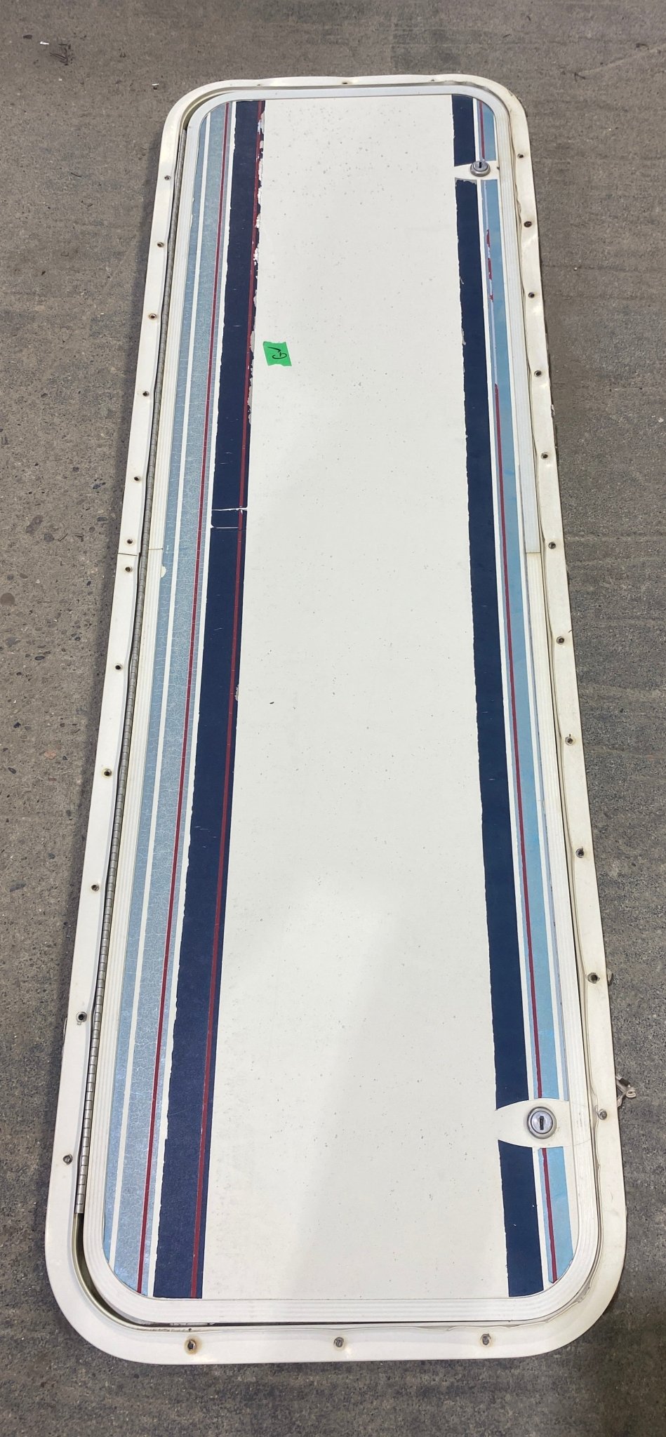 Used Radius Cornered Cargo Door 49 3/4" W x 14 3/4" H X 1/2" D - Young Farts RV Parts