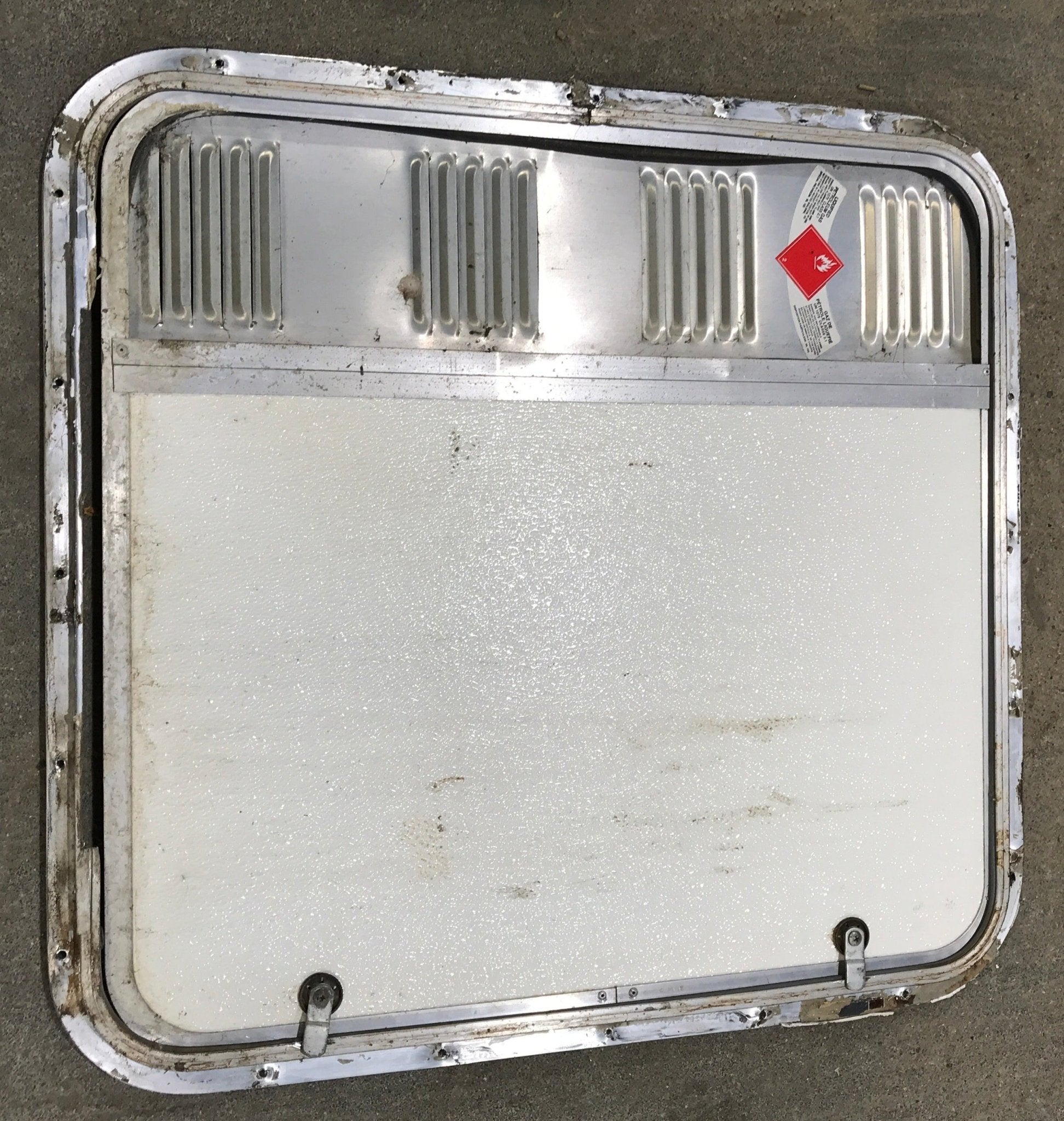 Used Radius Cornered Cargo LPG Door 27" W x 25 1/4" H X 3/4" D - Young Farts RV Parts