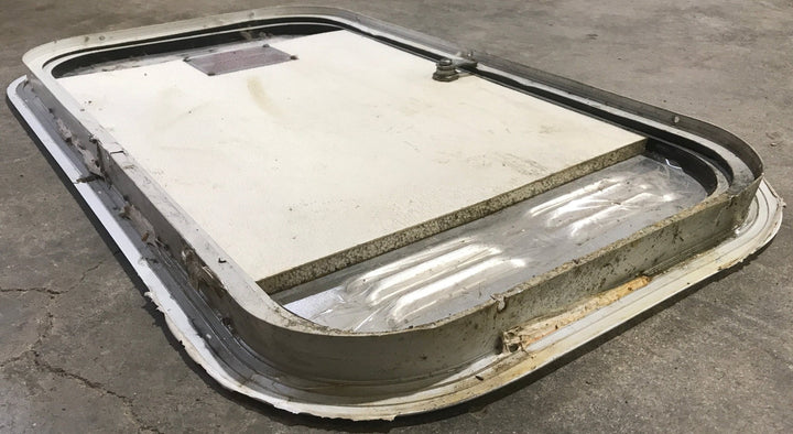Used Radius Cornered Propane / Battery Cargo Door 13 3/4" x 24" x 1"D - Young Farts RV Parts