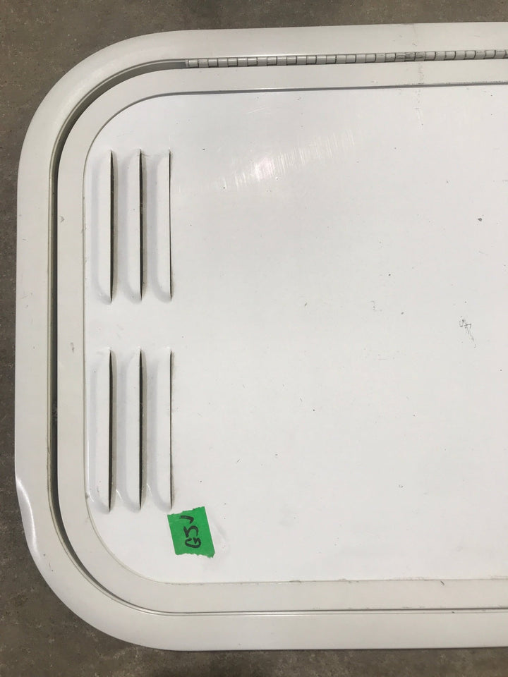 Used Radius Cornered Propane / Battery Cargo Door 13 3/4" x 24" x 1"D - Young Farts RV Parts