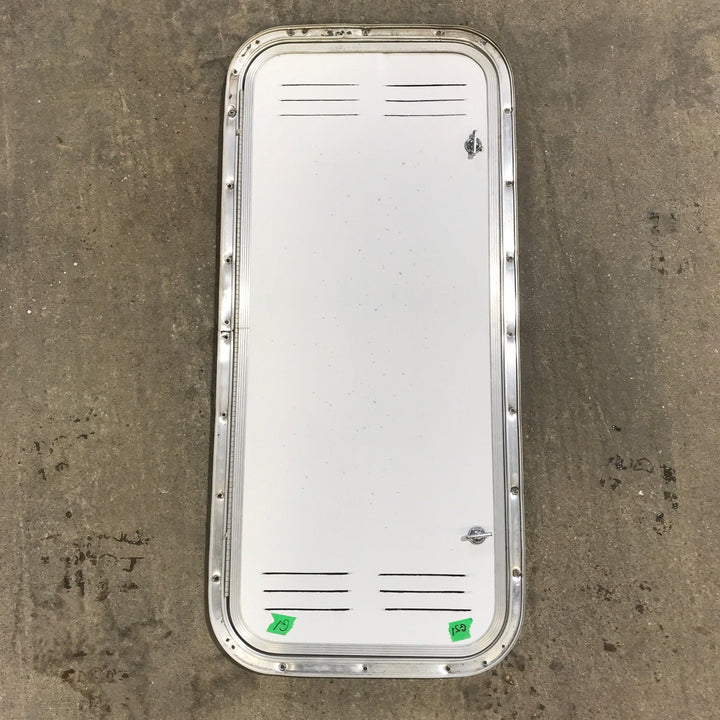 Used Radius Cornered Propane / Battery Cargo Door 13 3/4" x 31 3/4" x 3/4" D - Young Farts RV Parts
