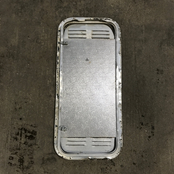Used Radius Cornered Propane / Battery Cargo Door 13 3/4" x 31 3/4" x 3/4" D - Young Farts RV Parts