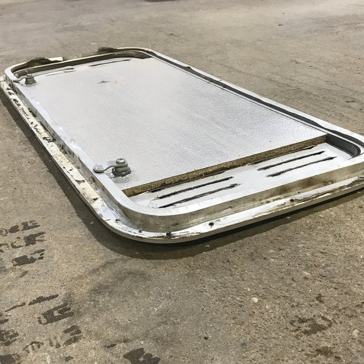 Used Radius Cornered Propane / Battery Cargo Door 13 3/4" x 31 3/4" x 3/4" D - Young Farts RV Parts