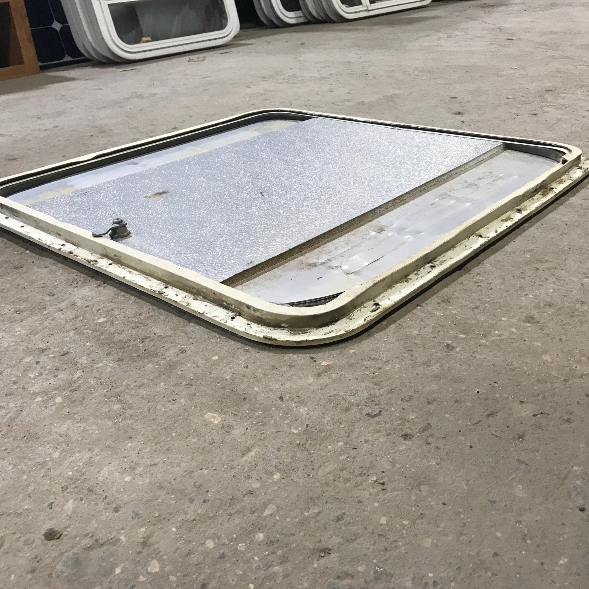 Used Radius Cornered Propane / Battery Cargo Door 26 3/4" x 27" x 1 D - Young Farts RV Parts
